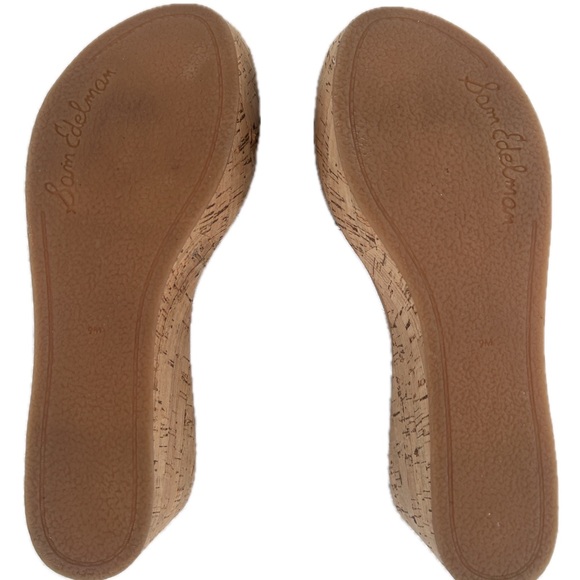 Sam Edelman Reid Metallic Leather Slide Sandals Wedge Heels - Picture 5 of 5